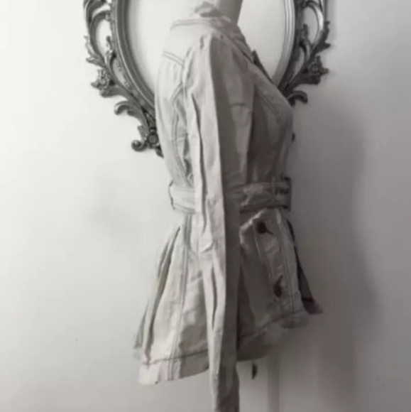 NEW Free People Anthropologie Double Breasted Coat Belt Jacket Gray Small 4-6 - Picture 2 of 6